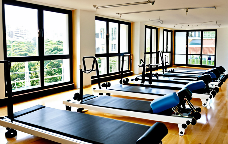 Thriving Pilates Studio**

"A bright and inviting Pilates studio in a vibrant São Paulo neighborhood. Sunlight streams through large windows, illuminating modern Pilates equipment like reformers and chairs. Several fully clothed individuals in athletic wear are engaged in a focused Pilates session, guided by a smiling instructor. Safe for work, appropriate content, fully clothed, professional setting, perfect anatomy, natural proportions, family-friendly."

**